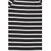 Black Boat Neck Striped Long Sleeves Tee