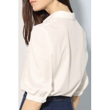 White 3/4 Sleeves Button Down Shirt