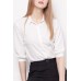 White 3/4 Sleeves Button Down Shirt