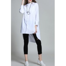 White High Low Button Down Shirt