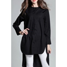 Black High Low Button Down Shirt