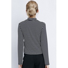 Dark Navy Striped Long Sleeves Tee