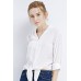 White Bow Button Down Shirt