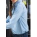 Sky Blue Pockets Denim Button Down Shirt