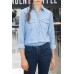 Sky Blue Pockets Denim Button Down Shirt