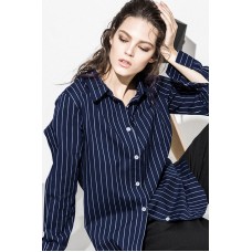 Navy Blue Striped Button Down Shirt