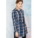 Blue Plaid Buttons Shirt with Belt