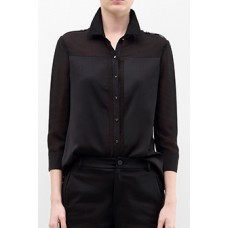 Black Contrast Collar Shirt