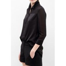 Black Contrast Collar Shirt