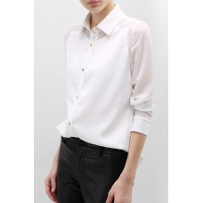 White Contrast Collar Shirt