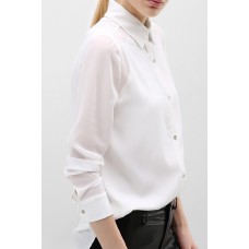 White Contrast Collar Shirt