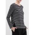 Black Striped Slit T-Shirt