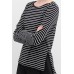 Black Striped Slit T-Shirt