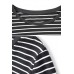 Black Striped Slit T-Shirt