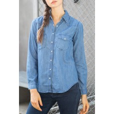 Blue Pockets Denim Button Down Shirt