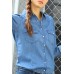 Blue Pockets Denim Button Down Shirt