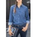 Dark Blue Pockets Denim Button Down Shirt