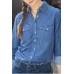 Dark Blue Pockets Denim Button Down Shirt