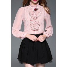 Pink Ruffled Shirt With Cami Top