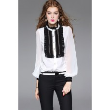 White Ruffled Collar Shirt