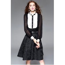 Black Ruffled Collar Shirt