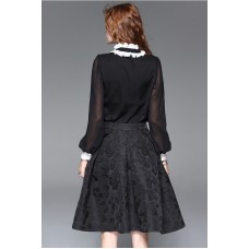 Black Ruffled Collar Shirt