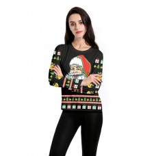 Black Santa Claus Long Sleeves Tee