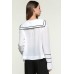 White Sailor Collar Long Tee