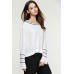 White Sailor Collar Long Tee