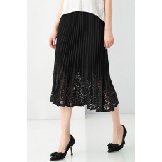 Black Lace Pleated Skirt