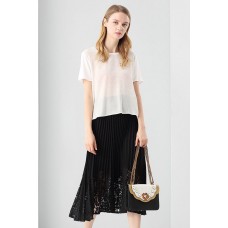 Black Lace Pleated Skirt