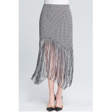 Black Houndstooth Tassel Skirt