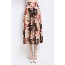 Yellow Floral A Line Skirt