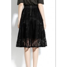 Black Lace Knee Length Skirt