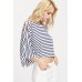 Blue Striped 3/4 Sleeves Tee