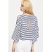 Blue Striped 3/4 Sleeves Tee