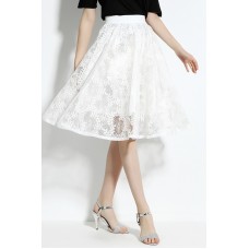 White Lace Knee Length Skirt