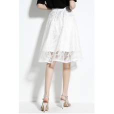 White Lace Knee Length Skirt