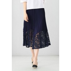 Blue Lace Pleated Skirt