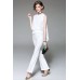 White Sleeveless Top with Flared Pants