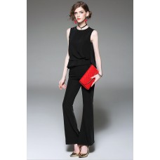 Black Sleeveless Top with Flared Pants