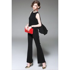 Black Sleeveless Top with Flared Pants