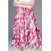 Red Print A-line Silk Midi Skirt