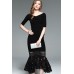 Black Knitting Mermaid Lace Bottom Skirt