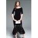 Black Knitting Mermaid Lace Bottom Skirt