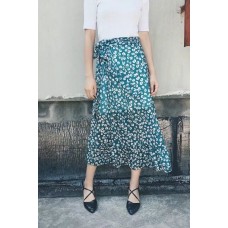 Green Print High Waist Skirt