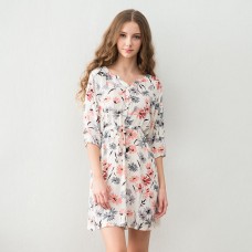 Red Floral Print Button down Nightgown