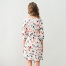 Red Floral Print Button down Nightgown