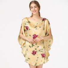 Yellow Floral Print Flared Sleeves Nightgown