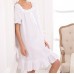 White Square Neck Short Sleeves Nightgown